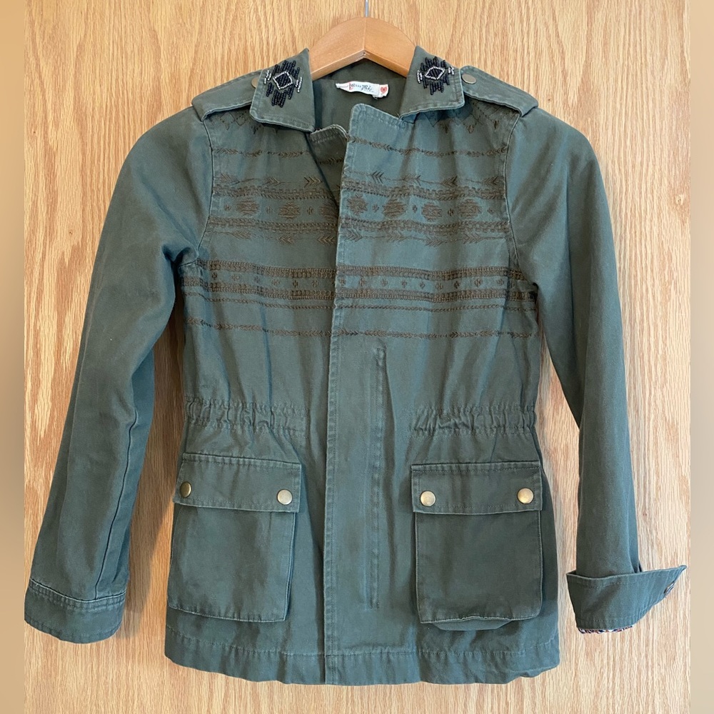 Miss Me Girls embroidered army green jacket